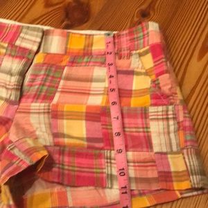 J. Crew patchwork madras plaid shorts size 8